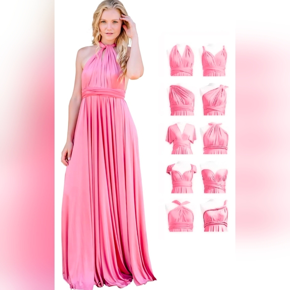 Convertible Infinity Dress & Bandeau Long Maxi Bridesmaid/Prom Dresse Dusty Plnk - Picture 1 of 7
